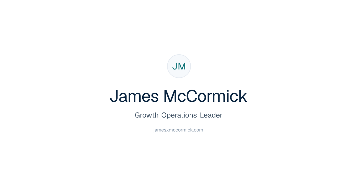 James McCormick — Growth Operations Leader
